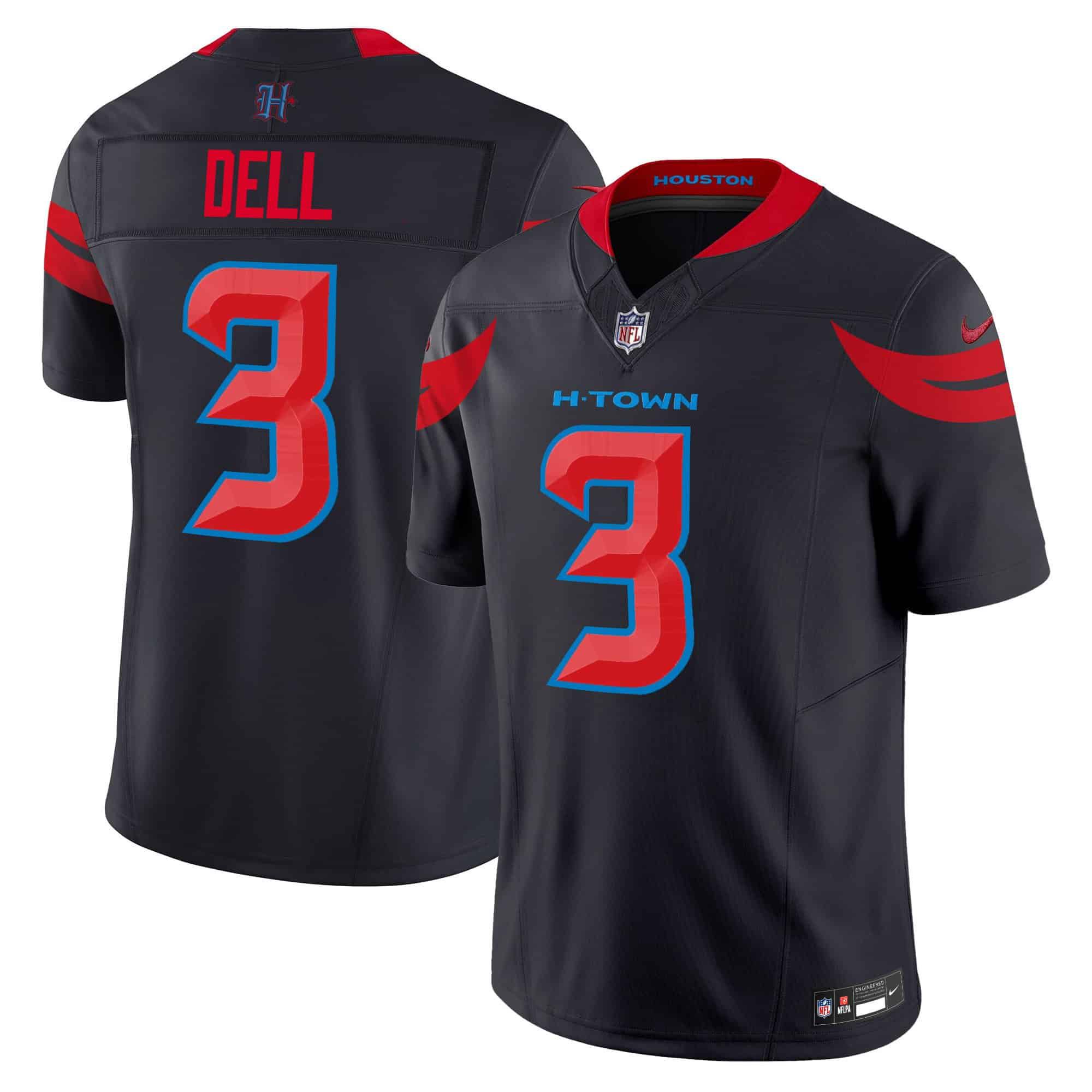 Men Houston Texans #3 Dell Black 2024 Nike Vapor Limited NFL Jersey style 2